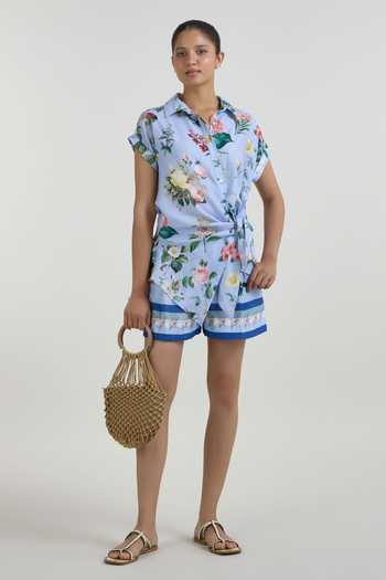 SOBARIKO Blaire Print Twist-Tie Top & Shorts Set 
