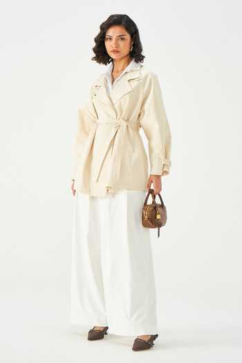 NOTEBOOK Kennedy Trench Polyster Blend Jacket & Belt Set 