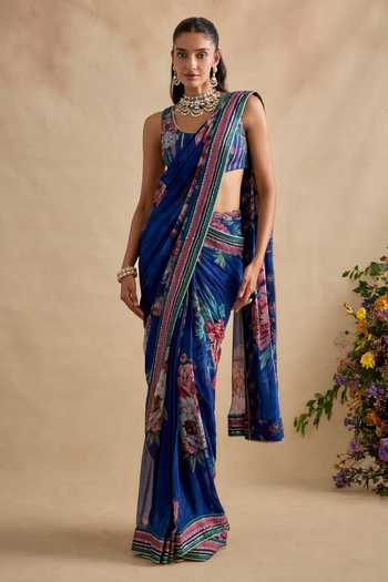 Kalista Aashna Floral Pattern Pre-Draped Saree Set