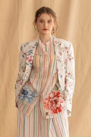 Dried Flowers Pure Linen Ditsy Print Jacket 