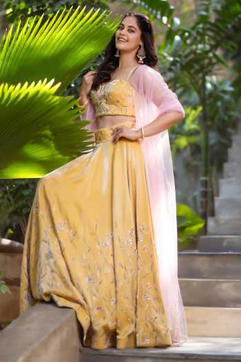 Devkalii Floral Hand Embroidered Lehenga Set 