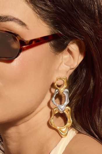 Mnsh Dual-Tone Fluid Trio Earrings 