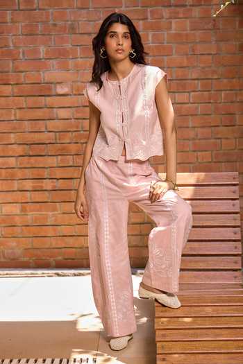 Needleten Embroidered Cotton Cropped Jacket 