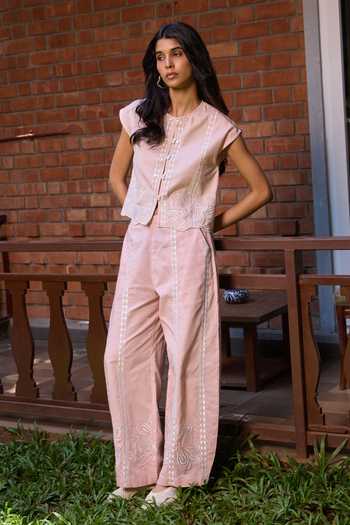 Needleten Embroidered Cotton Pant 