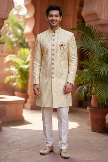 Jhambthreads Embroidered Sherwani & Pant Set 