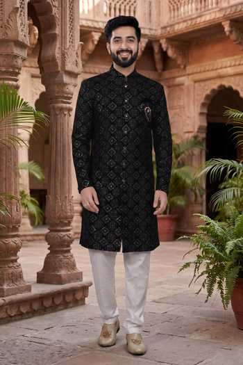 Jhambthreads Embroidered Silk Kurta & Pant Set 