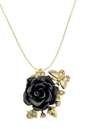 Miss Jo Whimsical Winged Rose Pendant Necklace 