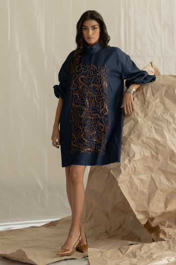 Pooja-Keyur Box Denim Dress 