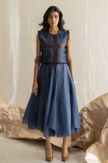 Pooja-Keyur Organza Long Skirt 