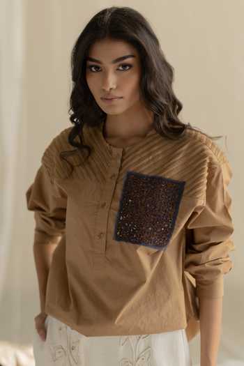 Pooja-Keyur Cotton Beige Top 