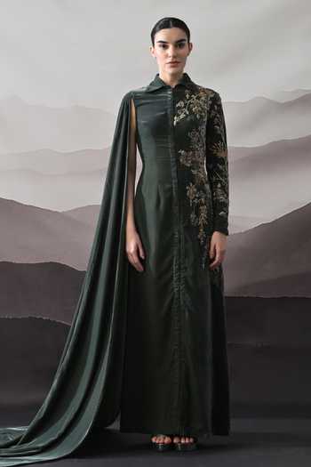 Samant Chauhan Cotton Silk Embroidered Gown 