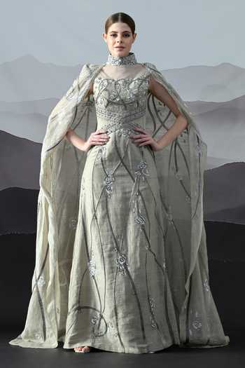 Samant Chauhan Tonal Embroidered Gown 
