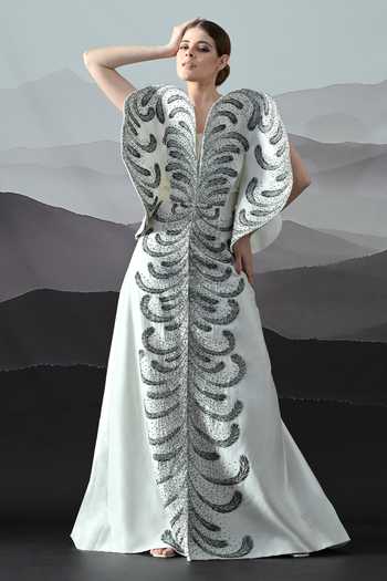 Samant Chauhan Resham Metallic Embroidered Gown 