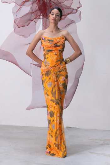 Vesture Naaz Print Corset & Draped Skirt Set 