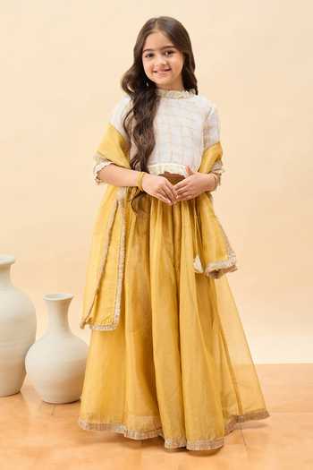 StyloBug Chequered Pattern Blouse Lehenga Set 
