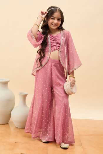StyloBug Scallop Embroidered Jacket Pant Set 