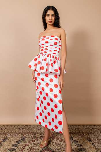 Swatee Singh Polka Dot Draped Dress 