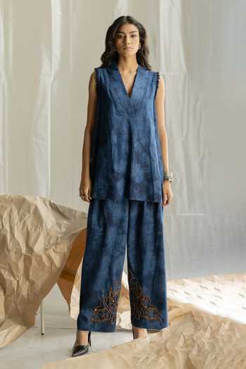 Pooja-Keyur Tie-Dye Denim Top & Salwar Set 