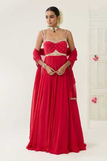 BAHAARA BY DIVYA NARULA Mehru Hand Embroidered Anarkali & Dupatta Set 