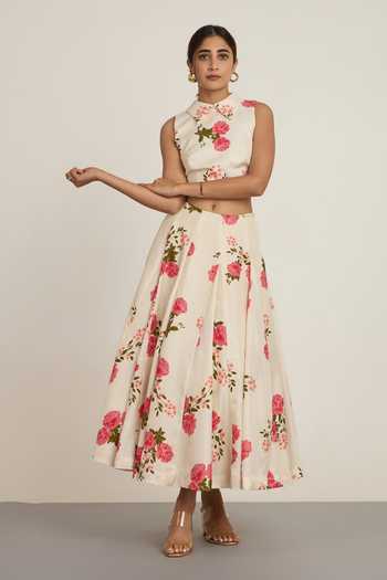 The Whole Nine Yards Calista Print Silk Top & Skirt Set