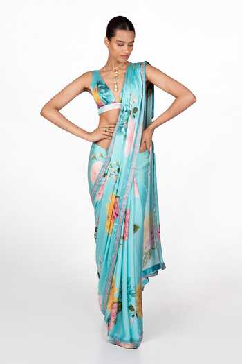 The Whole Nine Yards Veya Floral Print Saree With Blouse 