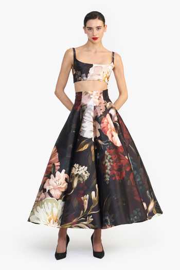Gauri & Nainika Floral Print Panelled Skirt 