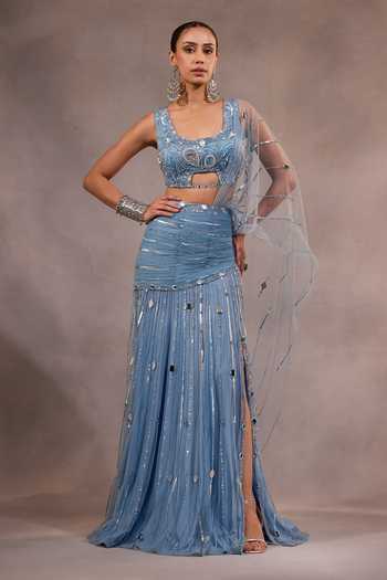 One Knot One By Ashna Hand Embroidered Pre-Draped Saree With Blouse 
