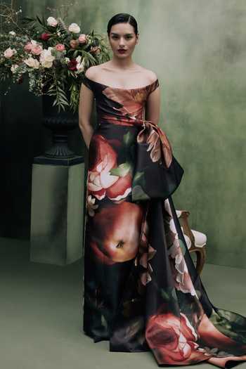 Gauri & Nainika Printed Draped Gown 