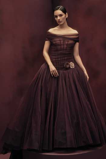 Gauri & Nainika Off Shoulder Draped Gown 