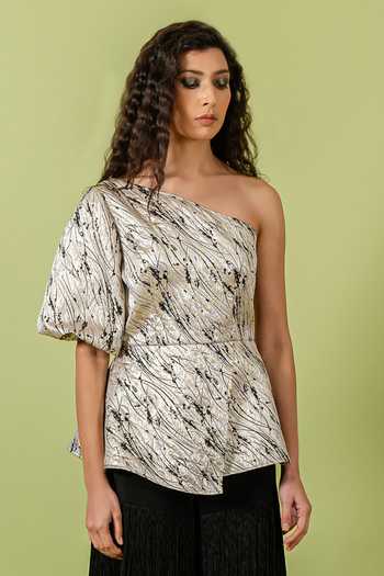 Swatee Singh One Shoulder Peplum Top 