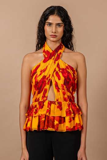 Swatee Singh Floral Print Halter Neck Top 