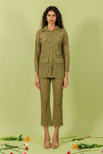 Swatee Singh Lace Shirt & Pant Set 