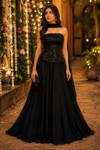 Label Lila Onyx Embellished Corset Lehenga Set