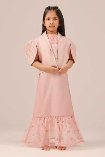 OurDve Palm Pop Short Jacket & Smocked Dress Set 