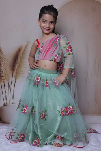 Little Loom One Shoulder Draped Blouse & Lehenga Set 