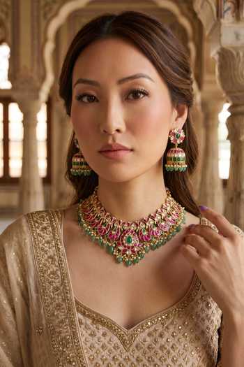 Amaara Jewels Gul Crest Peacock Embellished Necklace Set 