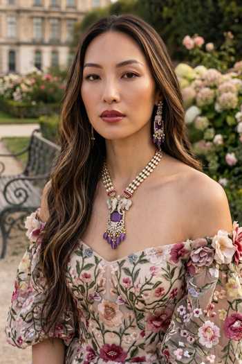 Amaara Jewels Amethyst Royale Gaj Charm Necklace Set 