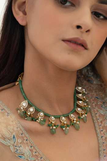 Do Taara Polki Mint Embellished Necklace