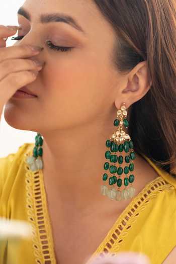 Do Taara Green Kundan Embellished Earrings 