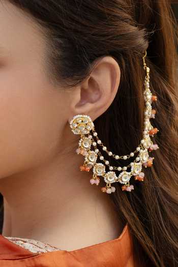 Do Taara Kundan & Pearls Kaanchain Earrings