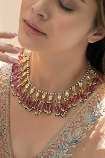 Do Taara Pink Kundan Necklace 