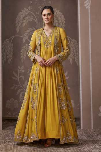 Ridhi Mehra The Lineage Embroidered Longline Jacket With Anarkali 