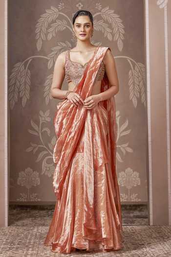 Ridhi Mehra Regency Tissue Pre-Draped Saree With Blouse 