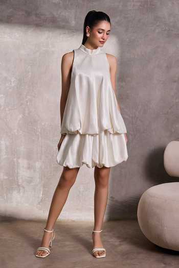 Tara And I Gajji Silk Bubble Hem Halter Top 