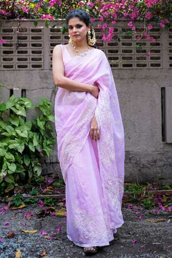 Five Point Five Nalini Embroidered Saree With Running Blouse 