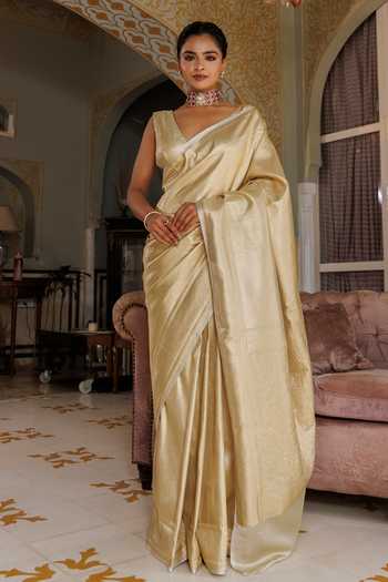 Geroo Jaipur Banarasi Tissue Saree Set 