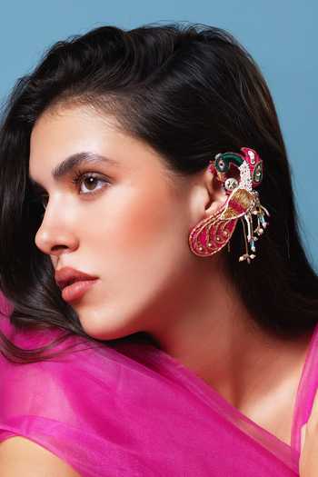 Krutiarts Bhagyashree Peacock Embroidered Earcuffs 