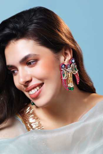 Krutiarts Gayatri Dual Sparrow Embroidered Earrings 