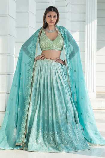 Monk & Mei By Sonia Anand Aurelia Chikankari Ombre Lehenga Set 