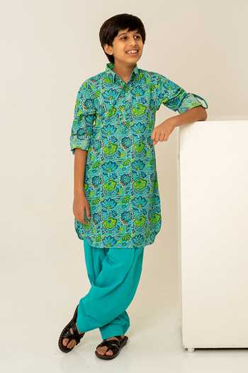 Pomcha Jaipur Hand Block Print Kurta Set 